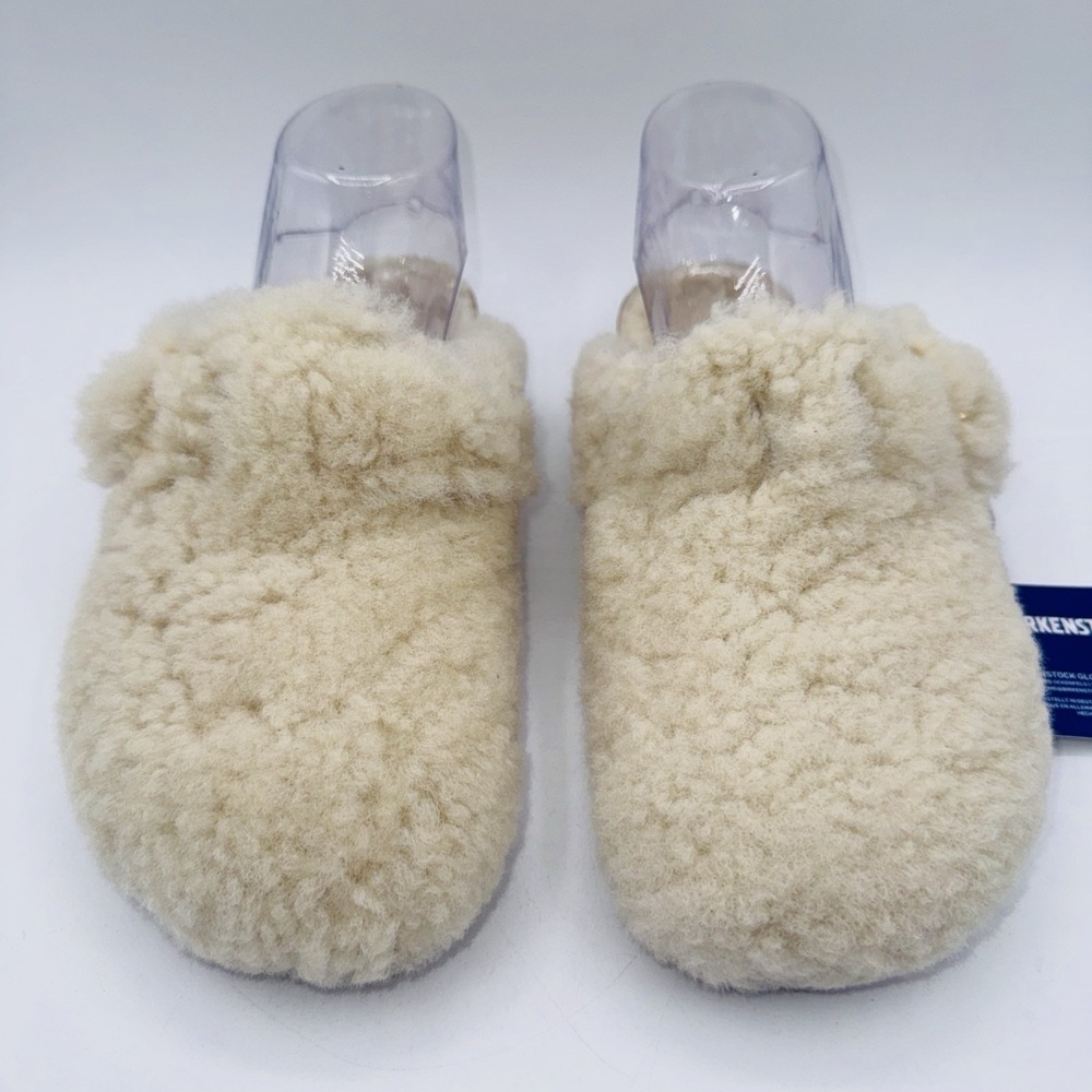 Birkenstock Boston Big Buckle Shearling Mules Women's Size 6 EU 37 Eggshell - Picture 11 of 16